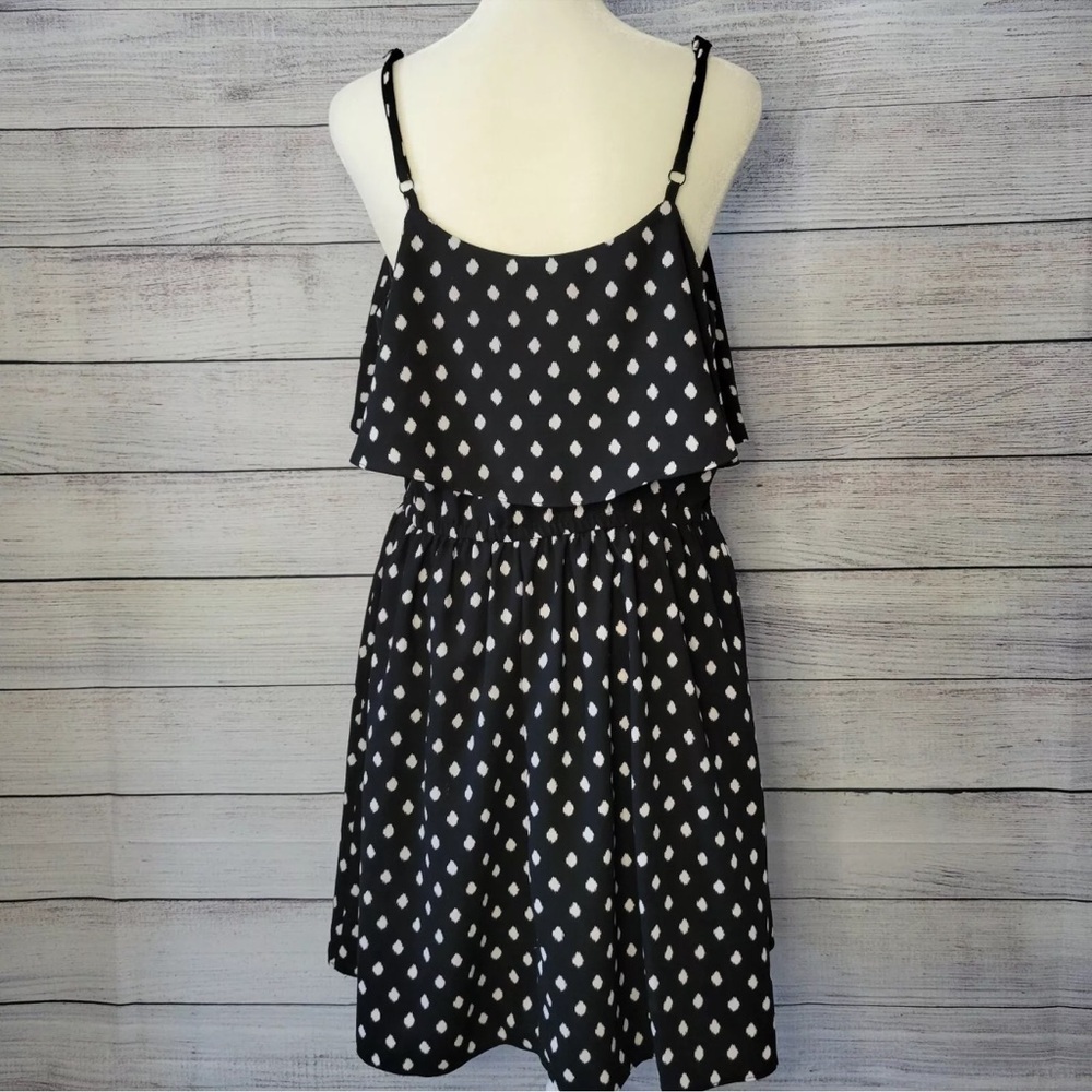 Elle Dress Womens Black Polka Dot Tiered Sundress Sleeveless Size Small - Picture 3 of 8